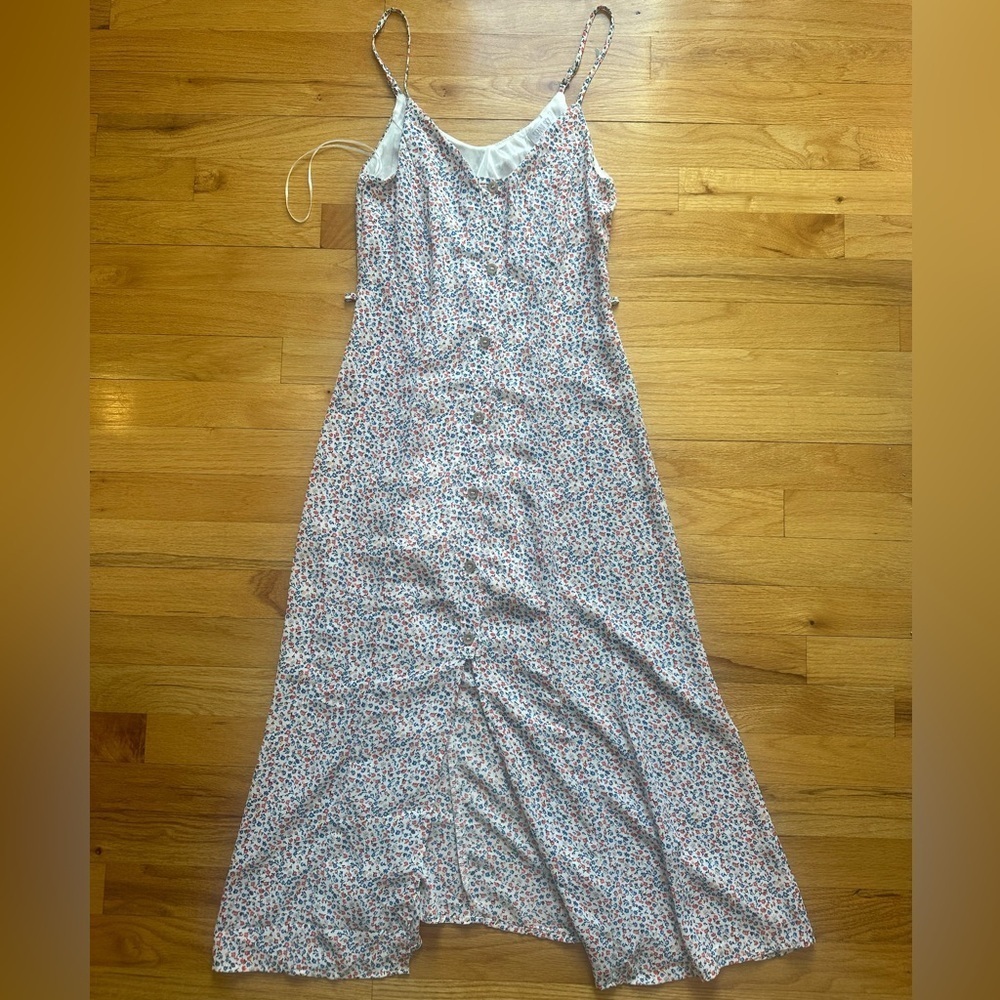 Sienna Sky Floral Spaghetti Strap Button Up Midi Dress